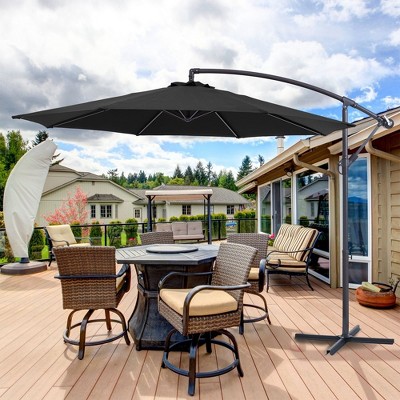 Sonkuki 10 Ft. Patio Offset Umbrella Outdoor Hanging Umbrellas w/Steel Frame