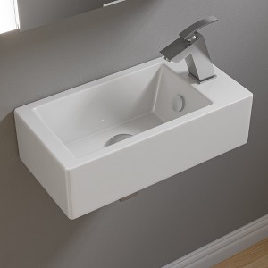 ALFI ABC116 White 20Inch Small Rectangular Wall Mounted Ceramic Sink with Faucet Hole - 1 of 4