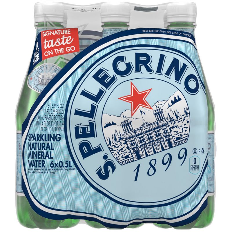 S.Pellegrino Sparkling Natural Mineral Water Bottles - 6pk/16.9 fl oz, 1 of 6