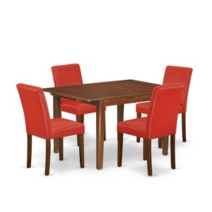 HomeStock 5-Pc Mahogany Finish Solid Wood Top-Rectangular Dining Room Set with Butterfly Leaf-Seats 4 - 1 of 4