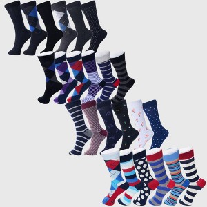 Alpine Swiss Mens Cotton 24 Pack Dress Socks Solid Ribbed Argyle Shoe Size 6-12 - 1 of 4