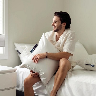 Lincove Standard White Cotton Down Feather Pillows, Set of 2