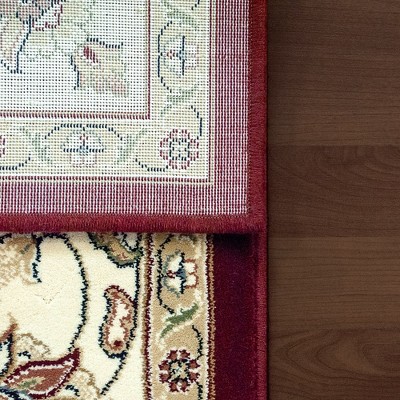 Traditional Red Polypropylene Runner Rug with Medium Pile