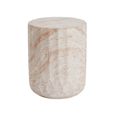 Christopher Knight Home Gillian Outdoor Cylinder Shape Travertine Lightweight Concrete Side Table