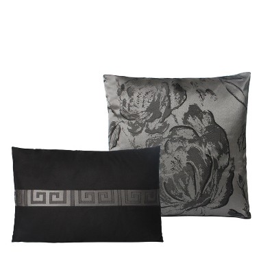 HIG 8-Piece Jacquard Fabric Patchwork Bed in a Bag, Gray Queen Size Comforter Set with Floral Damask Design, Shams, Bedskirt & Decorative Pillows — фото 7
