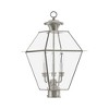 Livex Lighting Westover 3 - Light Post Light in  Brushed Nickel - 3 of 4