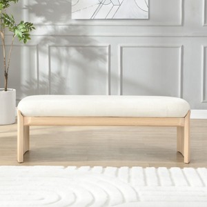 51.5" Wood Upholstered Bench, Entryway Bench with Cushion, Bedside Stool, Footstool for Bedroom and Living Room – The Pop Home - 1 of 4