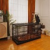 Okak 61IN Extra Large Dog Crate with Heavy Duty Metal Frame, Dog Kennel with Front Door and Roof Door, Dog Cage for Large Dogs, Black - 3 of 4