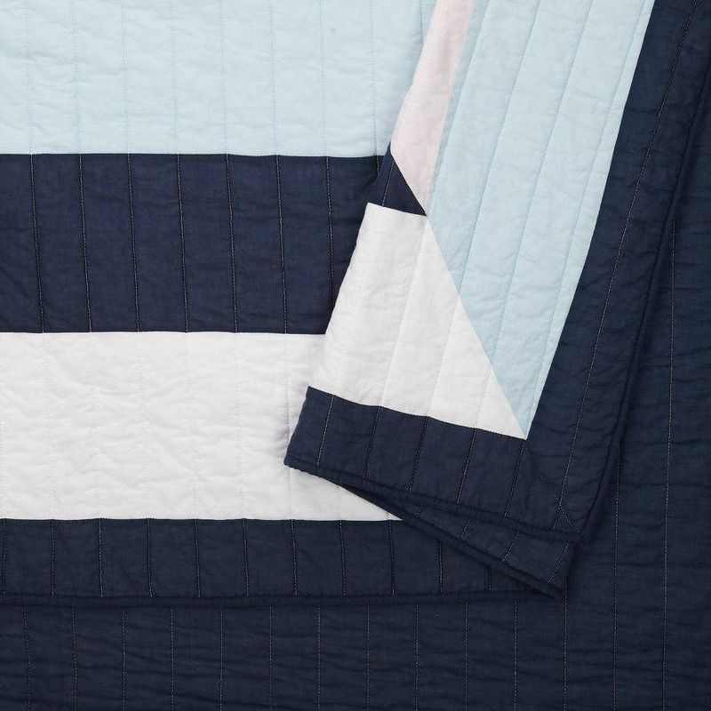 Ampersand for Makers Collective Full/Queen 3pc Diamond Patchwork Quilt &#38; Sham Set Blue, 6 of 7