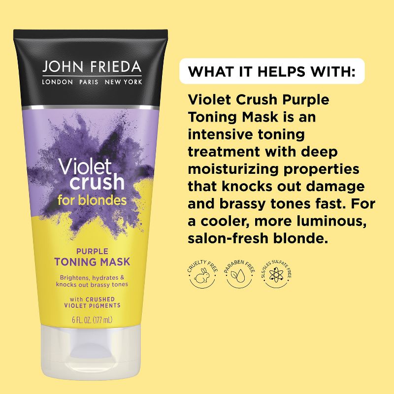 John Frieda Violet Crush for Blondes Toning Mask, Deep Conditioning Treatment and Hair Mask Purple - 6 fl oz, 6 of 13