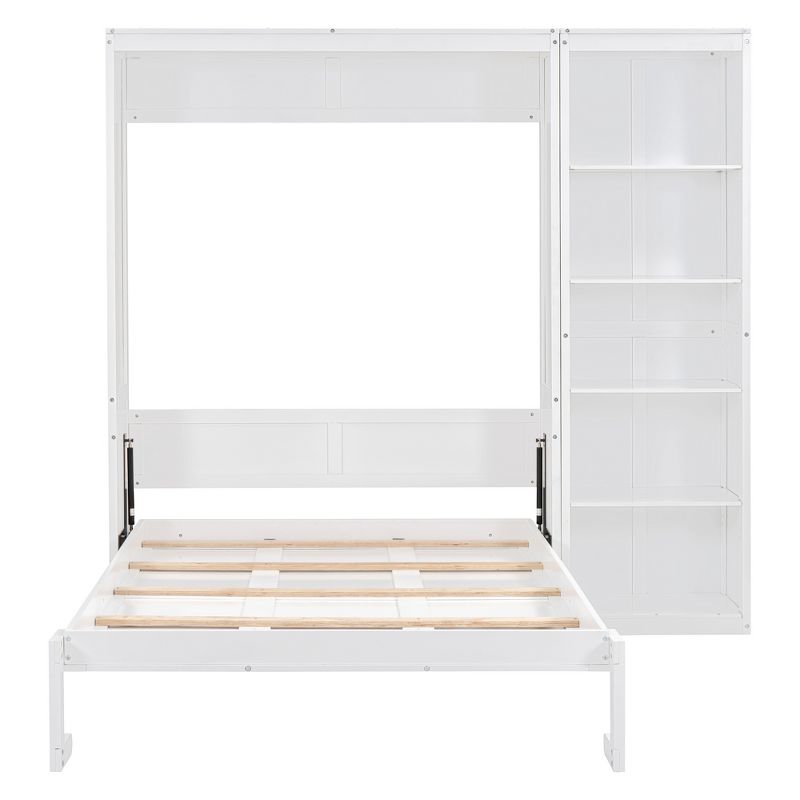 Full/Queen Size Murphy Bed Wall Bed with Shelves - ModernLuxe, 5 of 13