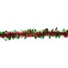 Northlight 12' x 4" Unlit Shiny Red Tinsel with Green Holly Leaves Christmas Garland - 4 of 4