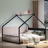NicBex Twin/Full House Bed Frame with Roof & Colorful Lights,Modern Floor Platform Bed for Kids Room,Bedroom,No Box Spring Needed - 4 of 4