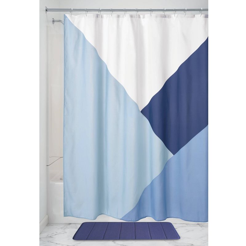 iDESIGN 72&#34;x72&#34; Colorblock Fabric Shower Curtain Blue, 2 of 7