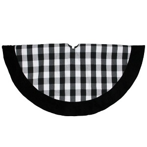 Northlight 48" Black and White Plaid Round Christmas Tree Skirt - 1 of 3
