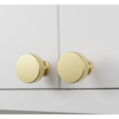 attop 10 Pack Gold Cabinet Knobs, 1.2 Inch(30.5mm) Diameter Knurled Cabinet Knobs of Metal
