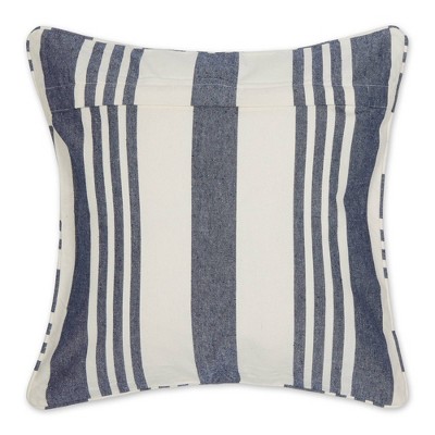 Navy and White Striped Cotton Euro Pillow Covers, 18x18, Set of 2