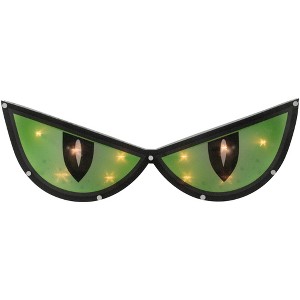 Northlight Lighted Eyes Halloween Window Silhouette Decoration - 20" - Green - Clear Lights - 1 of 4