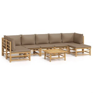 vidaXL 8 Piece Patio Lounge Set with Taupe Cushions - Outdoor Sectional Sofa Set with Coffee Table, Soft Cushions, and Backrest for Comfort - 1 of 4
