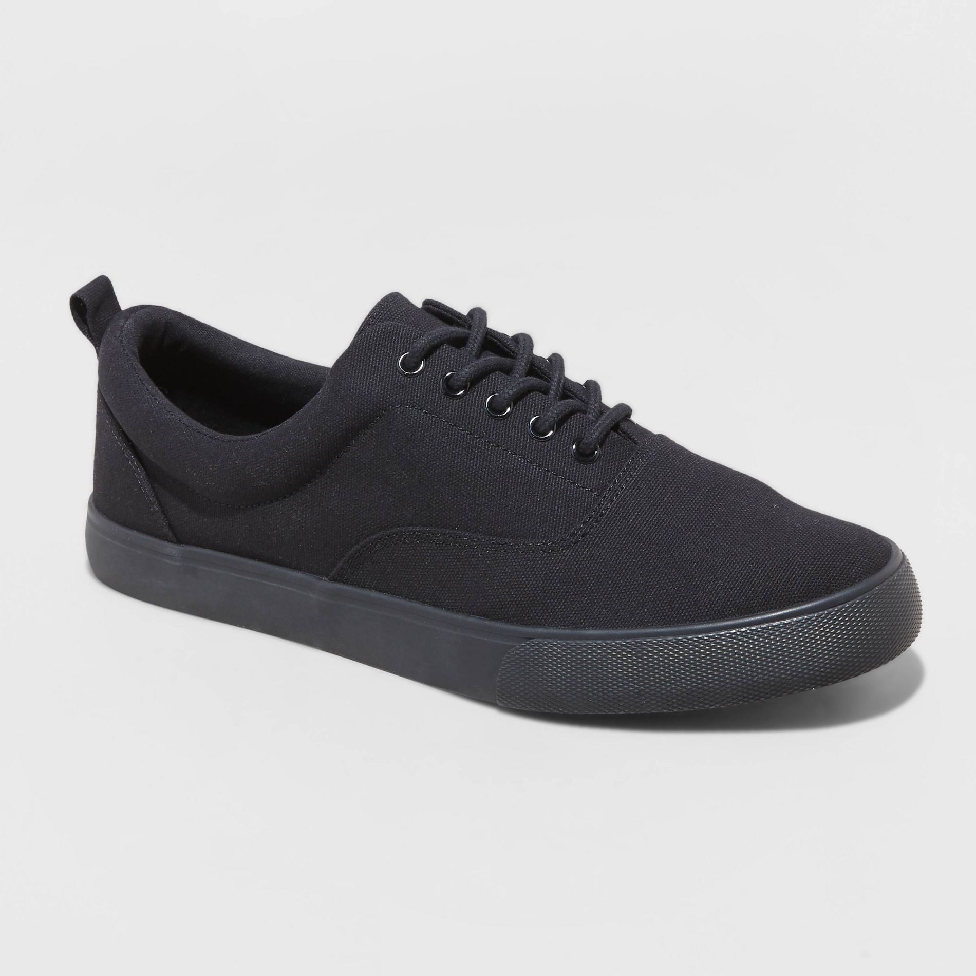 Men's Brady Canvas Sneakers - Goodfellow & Co™ Black 9: Lace-Up, Padded Collar, Flocked Outsole