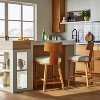 Salduro Sculptural Wood Counter Height Barstool with Upholstered Seat Linen - Threshold™ designed with Studio McGee - image 2 of 4