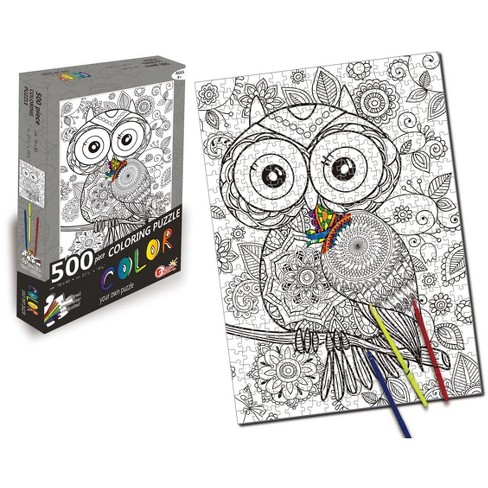 Download Toynk Owl 500 Piece Coloring Jigsaw Puzzle 6 Markers Target