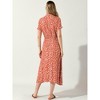 Allegra K Women's Casual Button Down Short Sleeve Drawstring High Waist Midi A Line Dress - 4 of 4