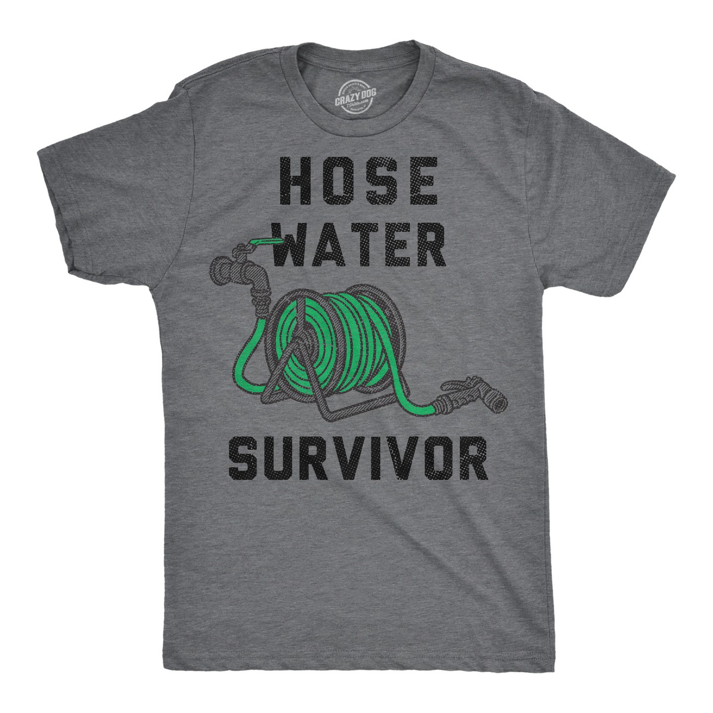 Мужская футболка Crazy Dog T-Shirts, Inc. Funny T Shirts Hose Water Survivor Sarcastic Tee For Men, цвет: Тёмный серый — фото 1