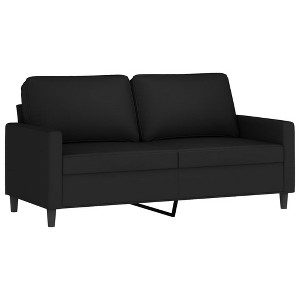 vidaXL 2-Seater Black Velvet Sofa with Sturdy Metal Frame, Comfortable Padded Seating, Ideal for Living Room or Lounge Area - 1 of 4