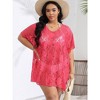 Coolmee Women Summer Plus Size Sexy Crochet Sheer Floral Beach Dress Bathing Suit Swim Coverup Mini Dress - 3 of 4