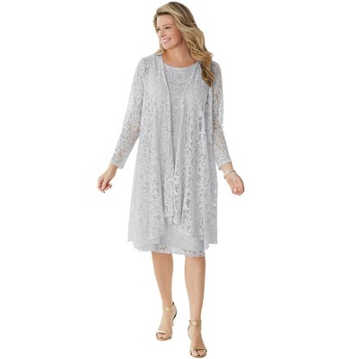 Woman Within Plus Size 2 Piece Lace Jacket Dress
