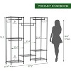 Heavy Duty Portable Closet Wardrobe - 68.9" L x 15.7" W x 76.4" H, 4 Hanging Rods, 8 Shelves & 8 Hooks, Adjustable Freestanding Clothing Rack, Black - 4 of 4