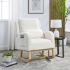 Fabric Modern Accent High Back Casual Armchair Rocker with Lumbar Pillow, Two Side Pockets and Sturdy Wood Frame - 2 of 4
