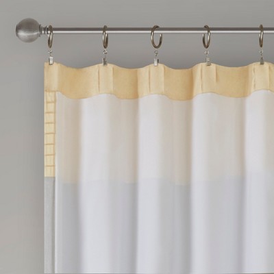 Yellow and Gray Faux Silk Light-Filtering Curtain Panel