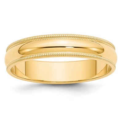 Black Bow Jewelry 5mm 14K Rose, White, or Yellow Gold Half Round Milgrain Standard Band