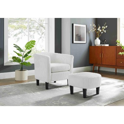 CAVINAS Corduroy Accent Chair with Ottoman and Mid-Height Backrest,Modern Upholstered Living Room Chairs,Reading Chairs for Living Room