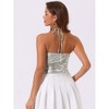 INSPIRE CHIC Women's Halter Backless Party Spaghetti Straps Asymmetrical Glitter Metallic Camisole - 3 of 4