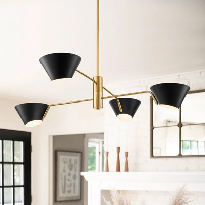 Rennnsan Orlena 46"W 4-Light Tiered Classic Dimmable Chandelier in Black