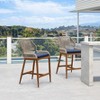 PURPLE LEAF Patio Sunbrella Bar Stools Set of 2 Handwoven Wicker Bar Height Stool Modern Aluminum Outdoor Wicker Barstools with Back and Cushion - 2 of 4
