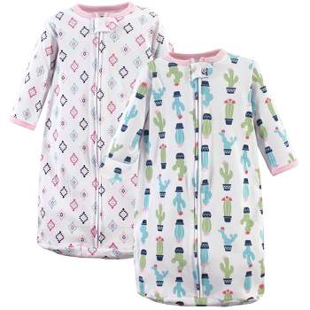 Hudson Baby Infant Girl Cotton Long-Sleeve Wearable Sleeping Bag, Sack, Blanket, Girl Cactus, 0-3 Months