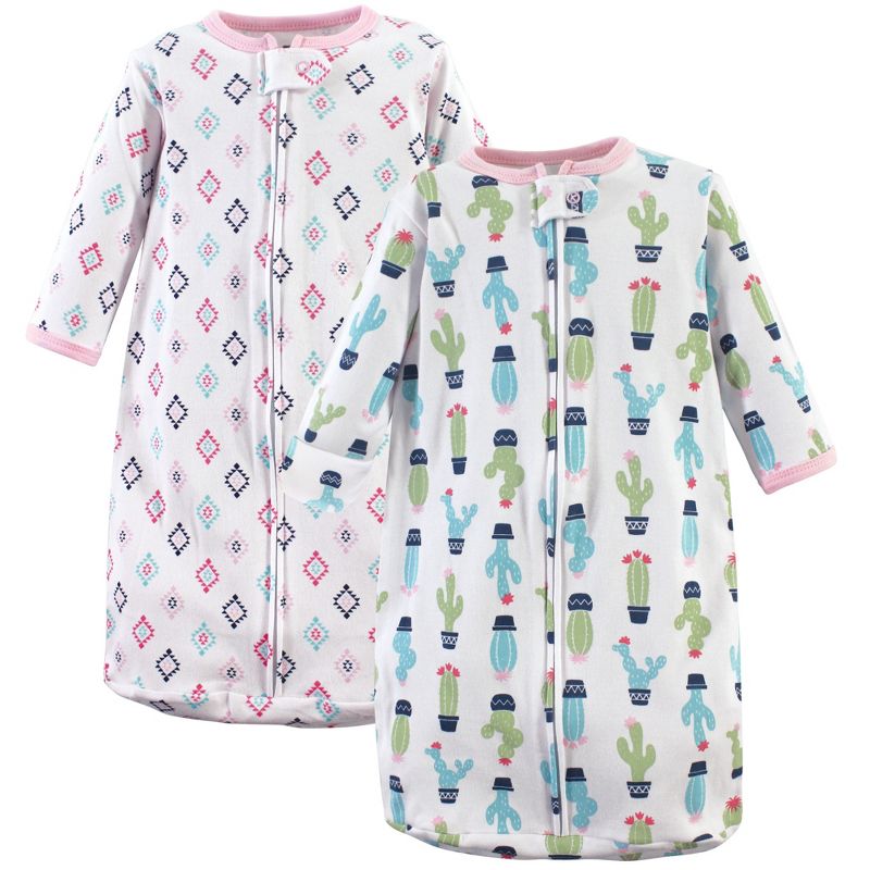Hudson Baby Infant Girl Cotton Long-Sleeve Wearable Sleeping Bag, Sack, Blanket, Girl Cactus, 0-3 Months, 1 of 3