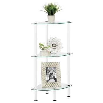 mDesign Glass Corner 3-Tier Tower Cabinet Storage Organizer Shelves
