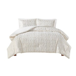 Gracie Mills Maelona Metallic Print Faux Fur Comforter Set - 1 of 4