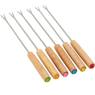 Red Enameled Cast Iron 8-Inch Fondue Pot Set with 6 Forks