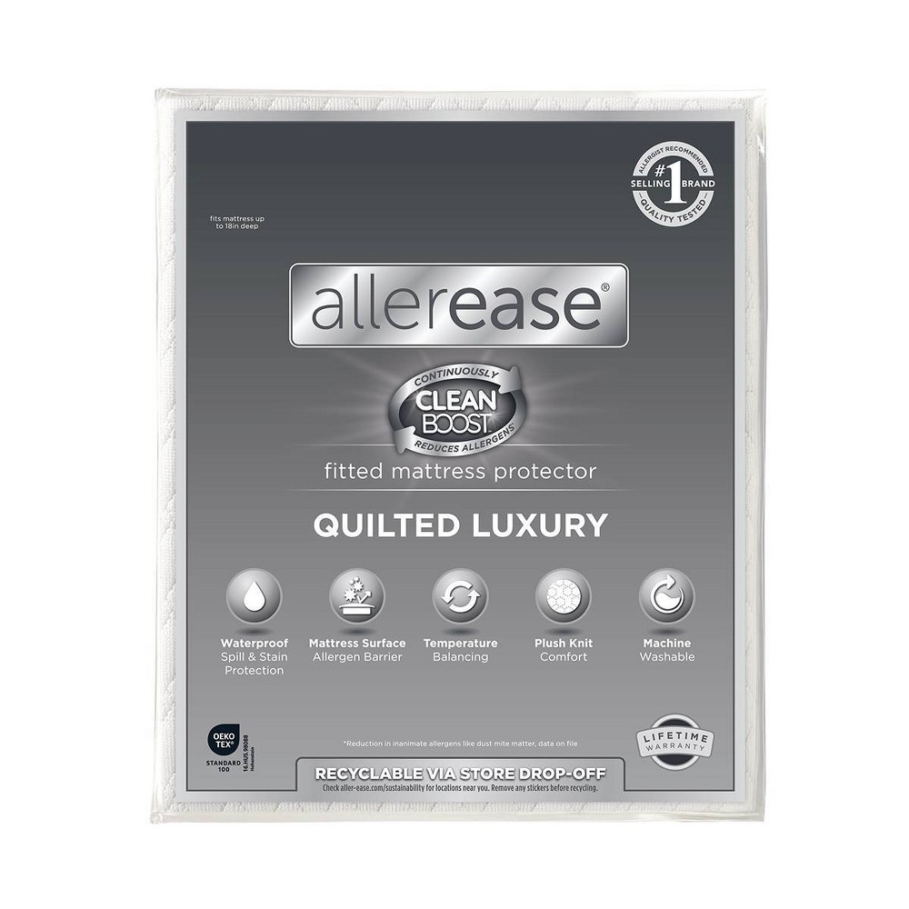 Allerease Twin XL Clean Boost Temperature Regulating Fitted Mattress Protector: 10-Year Warranty, Polyurethane Layer