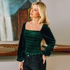 Women's Elegant Emerald Green Velvet Smocked Top - Cupshe - 2 of 4