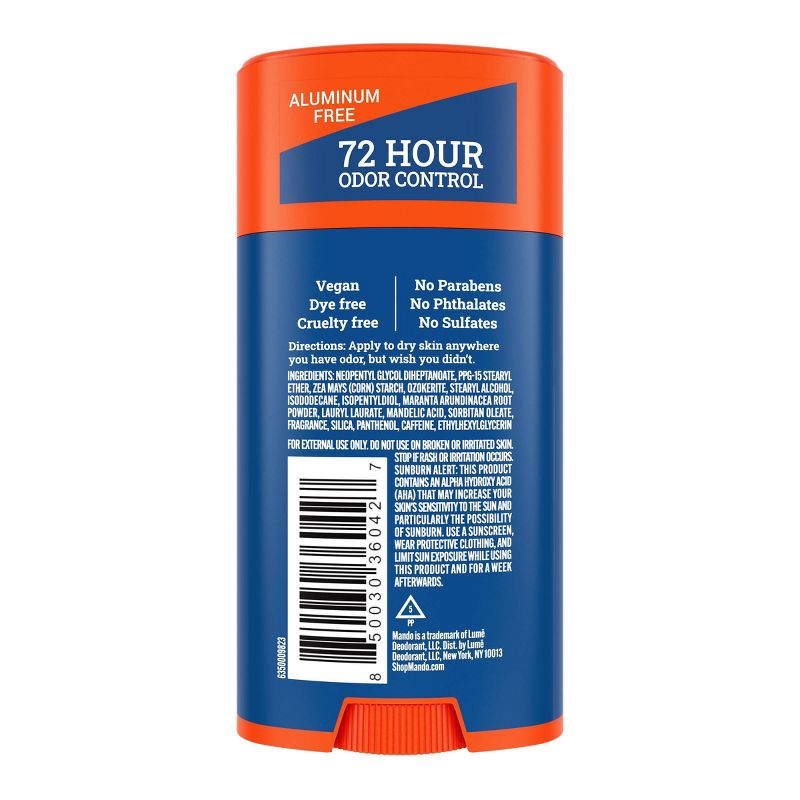 Mando Whole Body Deodorant - Men&#8217;s Aluminum-Free Smooth Solid Stick Deodorant - Pro Sport - 2.6oz, 3 of 12