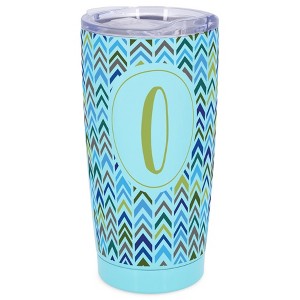 Elanze Designs O Monogram Herringbone Arrows Wrap-Around Design 20 Ounce Stainless Steel On-The-Go Coffee Mug, Thermal Travel Tumbler with Leak - 1 of 4