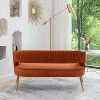 SEYNAR Modern 51'' Velvet Tufted Loveseat Open Back with Golden Metal Legs - 4 of 4