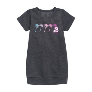 - Barbie - Palm Trees Graphic Short Sleeve Fleece Dress - 1 of 2